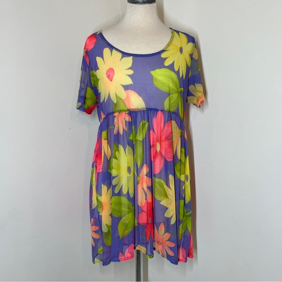 Vintage Floral Sheer Women's Dress Cole of California - Picture 1 of 7